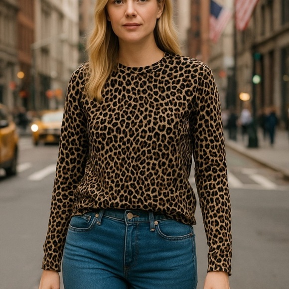 JCrew factory leopard sweater top size XS - Picture 1 of 5